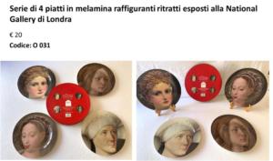 Serie di 4 piatti in melamina raffiguranti ritratti esposti alla National Gallery di Londra € 20